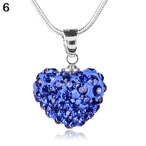 Women's Fashion Sweet Inlaid Rhinestone Love Heart Pendant Short Necklace Gift