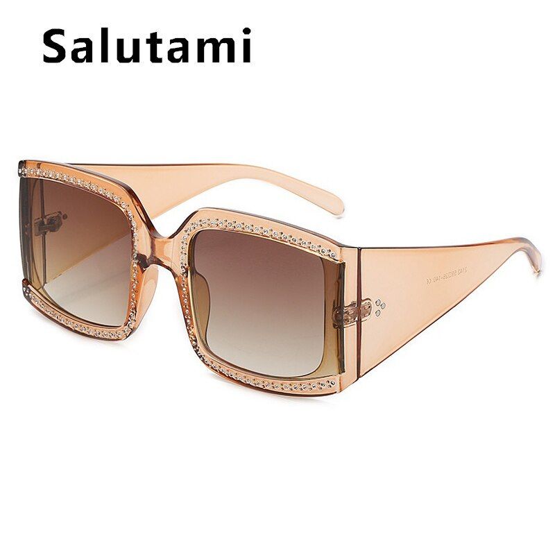 tea tea2020 Fashion Luxury Brand Sunglasses For Women Black Crystal Frame Square Sun Glasses Female Elegant Rhinestone Shades Oculos
