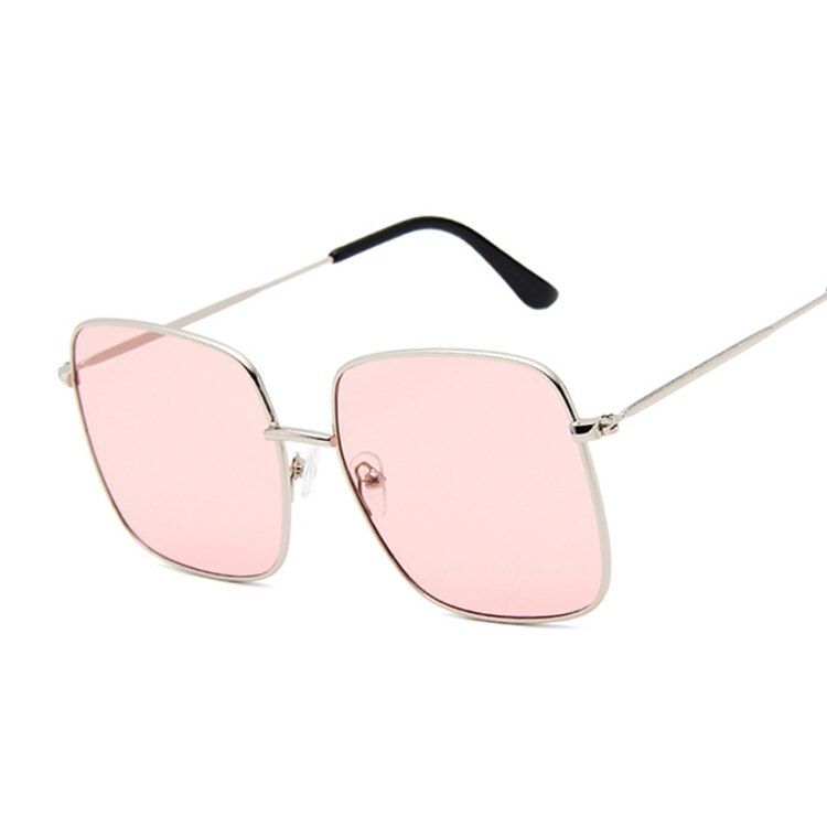 SilverJellypinkVintage Square Sunglasses Women/Man Ocean Color Lens Mirror Sunglasses Female Brand Design Metal Frame Circle Glasses Oculos