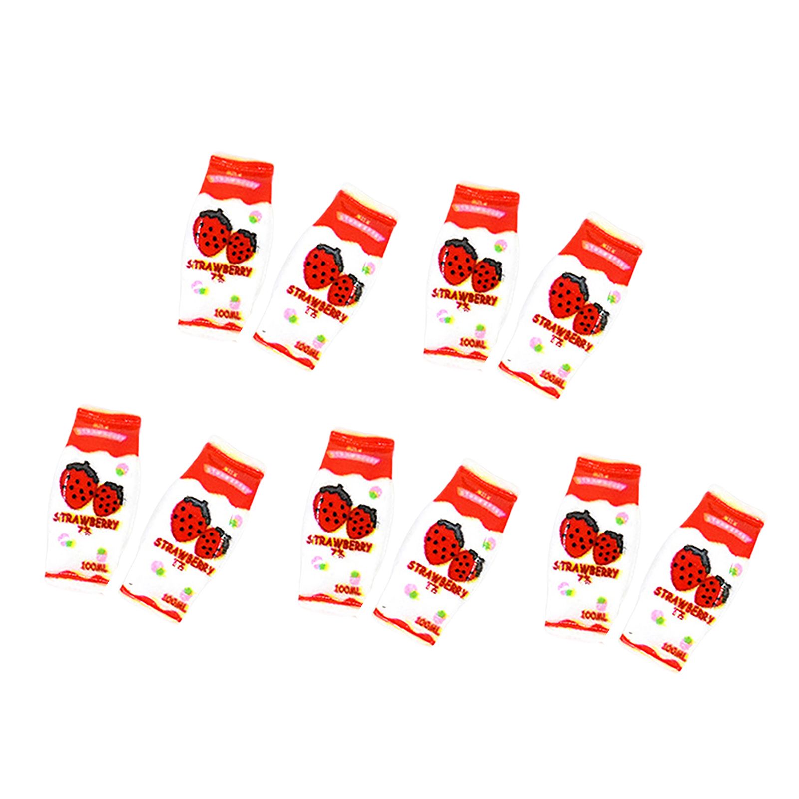 5Pcs Miniature Ornament Resin DIY Strawberry Juice Drink Bag Accessories for Kids