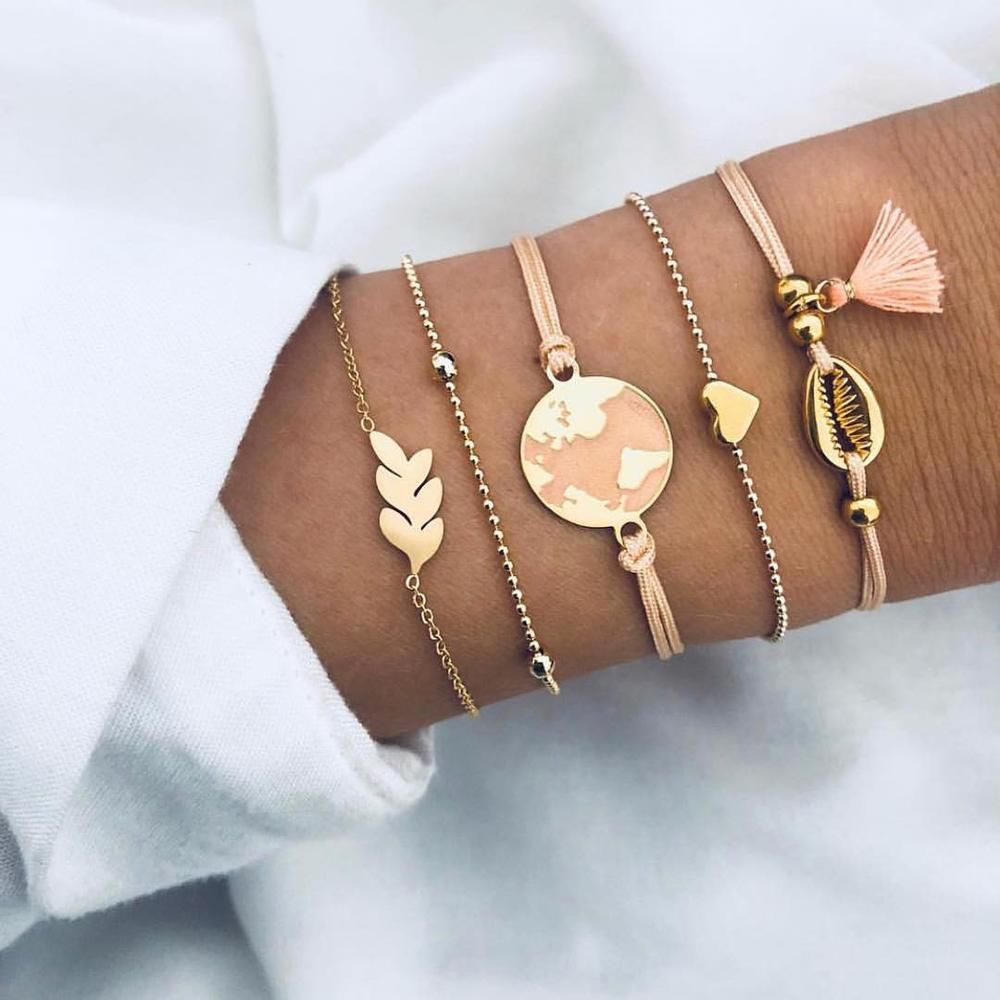 Modyle Boho Charm Bracelets & Bangles Set For Women Vintage Beaded Bracelet Fashion Multilayer Pulseras Accessories Mujer Bijoux