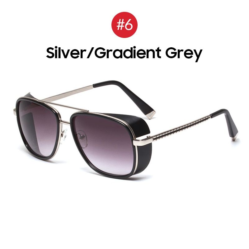 Silver Gradient GreyCOULOUR 2021 Trending Tony Stark Sunglasses Men UV400 Gothic Square Sun Glasses Women Vintage Eyewear