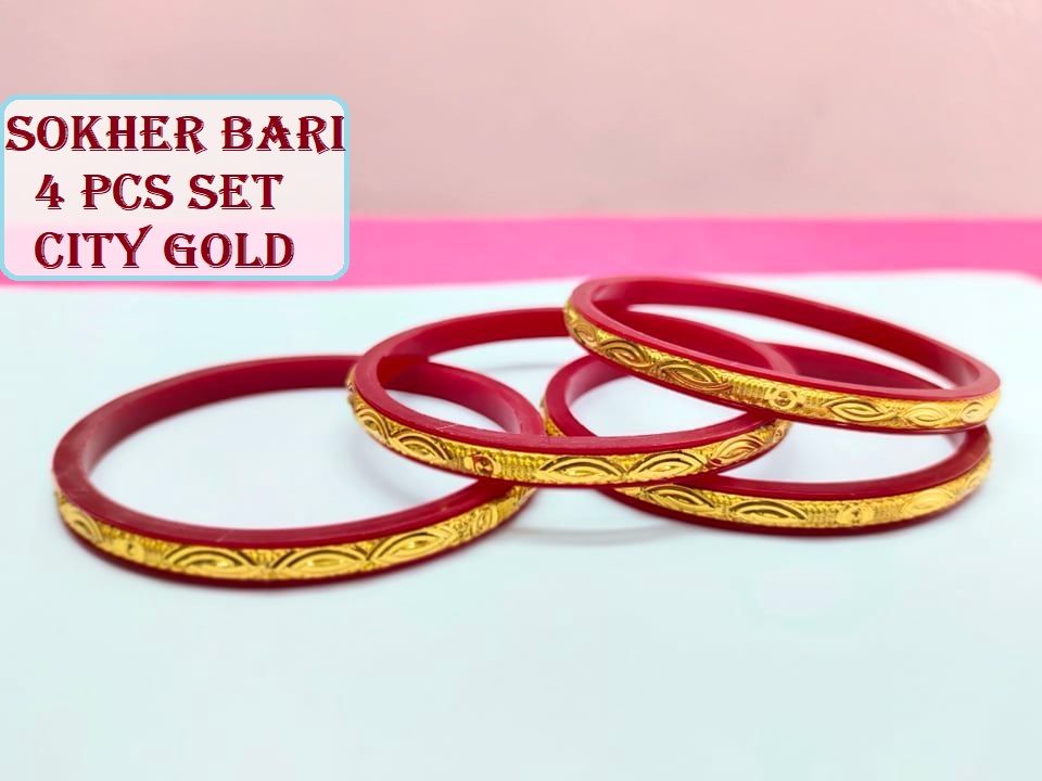 Latest Design Red Shakha Pola Bangles for Women 4 Pcs , Party , Wedding , Anniversary , Durga Puja & All Time Use Shakha Bangles. CD:P00.