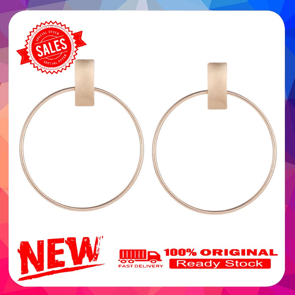 Minimalist Women Big Circle Rectangle Geometric Statement Stud Earrings Jewelry