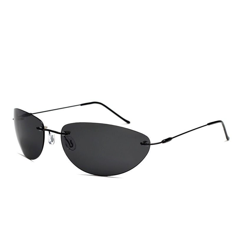 C3BlackCool The Matrix Neo Style Polarized titanium Sunglasses Ultralight Rimless Men Driving Brand Design Sun Glasses Oculos De So