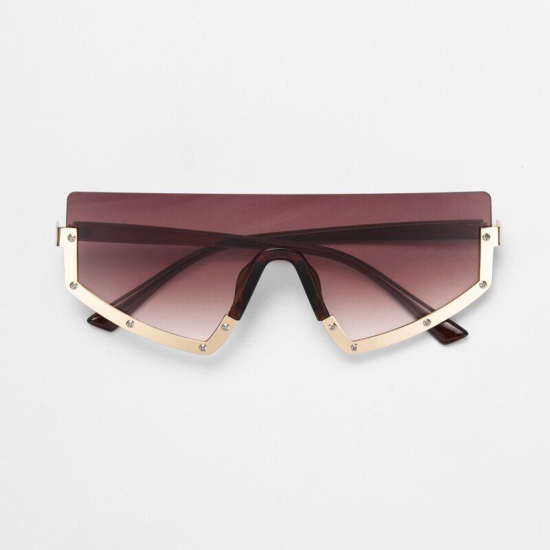 brownVintage Square Sunglasses Women Retro Flat Top Rimless Sun Glasses Men Luxury Brand Designer Cat Eye Shades Oversized Eyewear