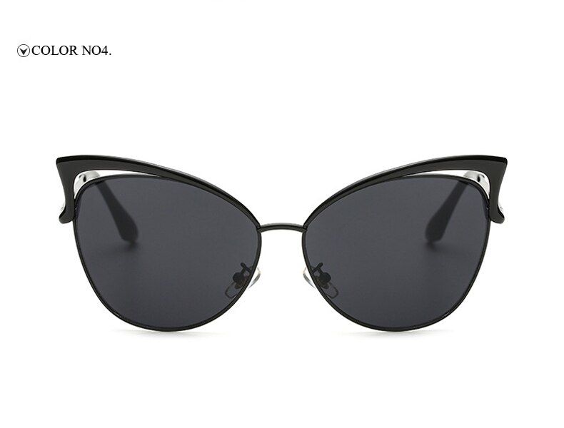NO4 BlackMADELINY Fashion Cat Eye Sunglasses Women Brand Design Coating Alloy Frame Sun Glasses Feminino MA363