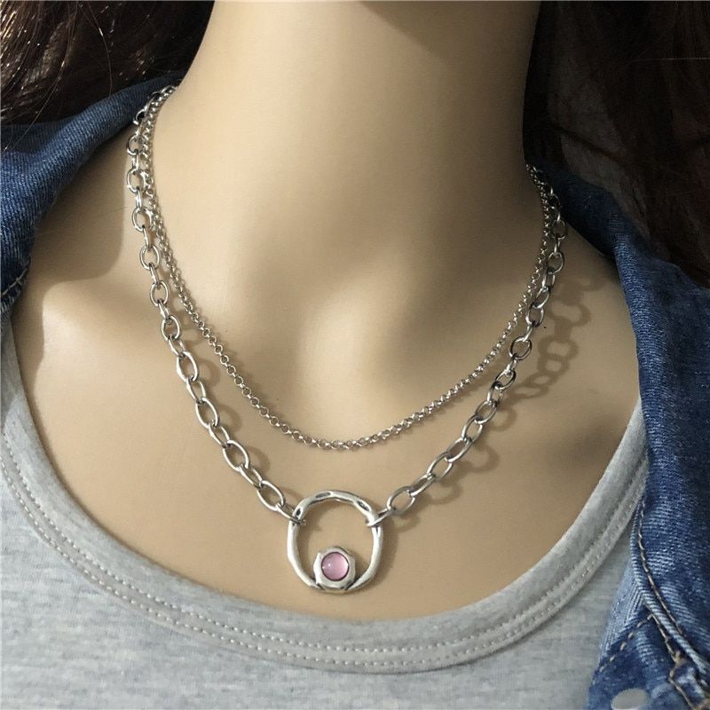 Anslow Fashion Jewelry Wholesale Brand Round Chain Short Necklace For Women Female Creative Design Handmade DIY Gift  LOW0027AN