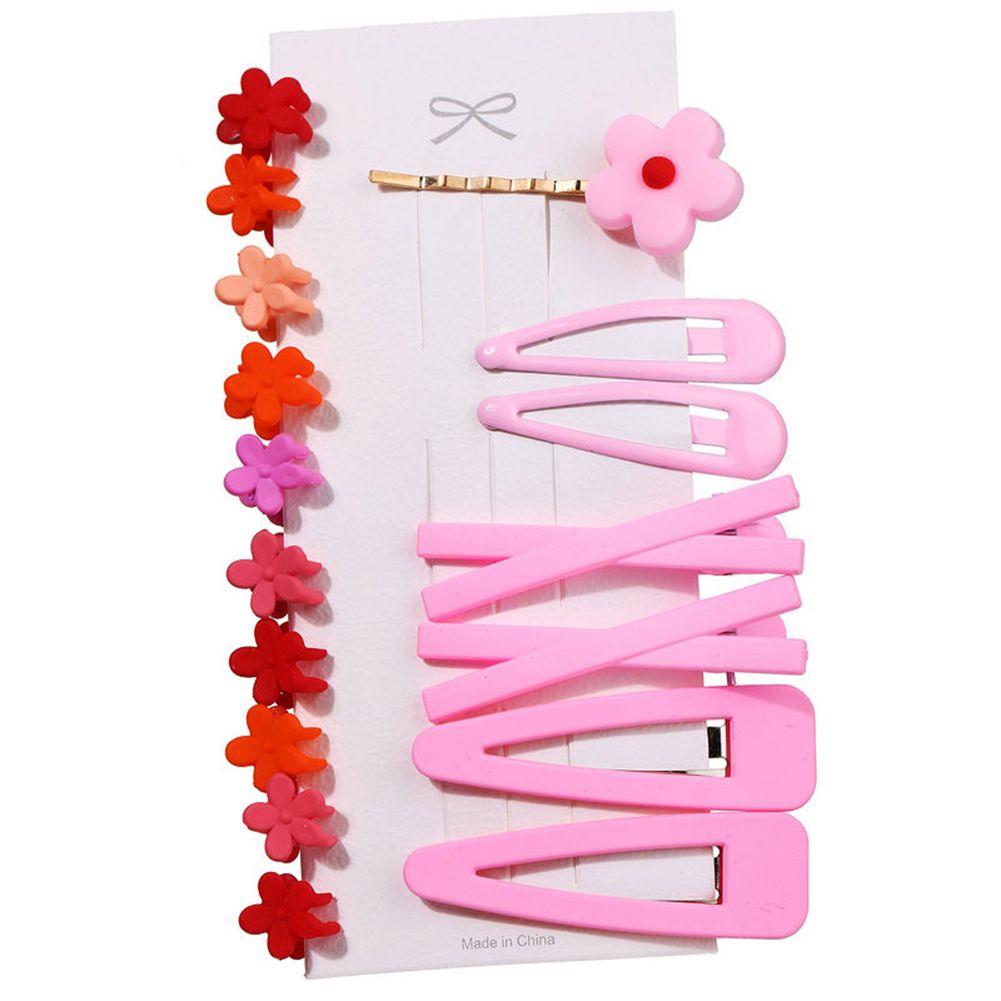 17 Pcs/set Women Hairpin Plastic Resin Colorful Hair Clip Side Clip Headgear color:red