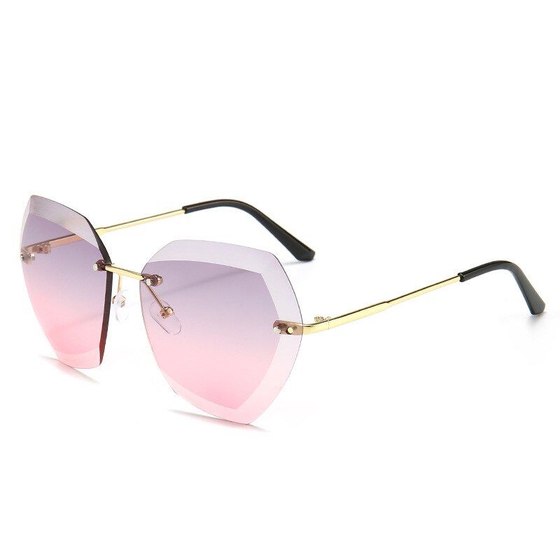 graypink2Fashion Luxury Round Frameless Gradient Sunglasses Women Brand Designer Rimless Trimming Metal EyewearUV400 Square Ocean Glasses