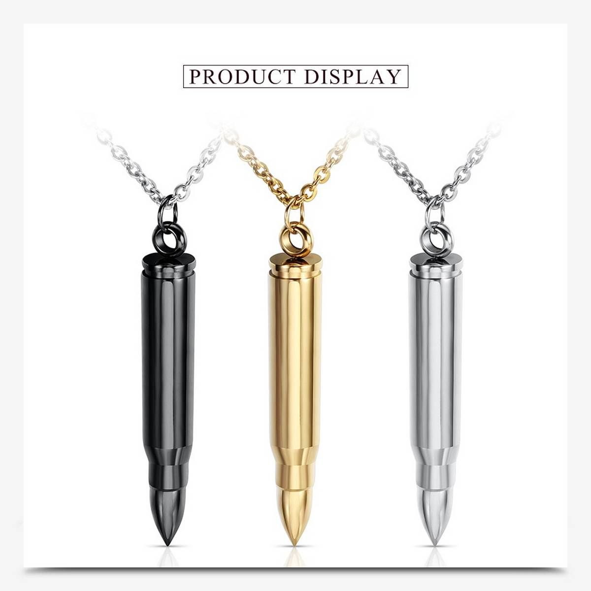 Hot Never Fade Fashion Punk Bullet Pendant Necklace Men Steampunk 316L Stainless Steel Bullet Pendant Necklaces Jewelry For Gift