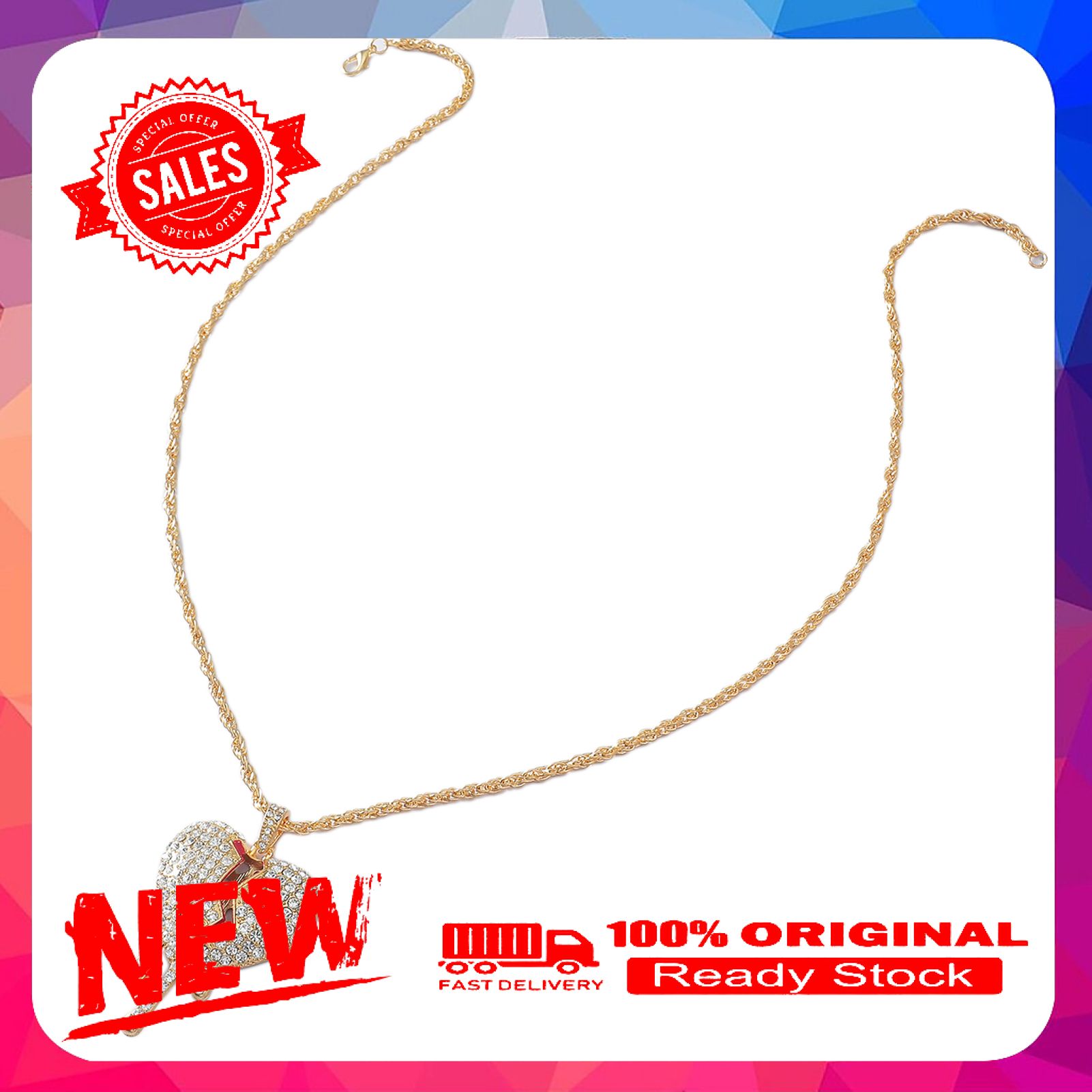 Fashion Women Rhinestone Love Heart Necklace Clavicle Chain Pendant Jewelry Gift