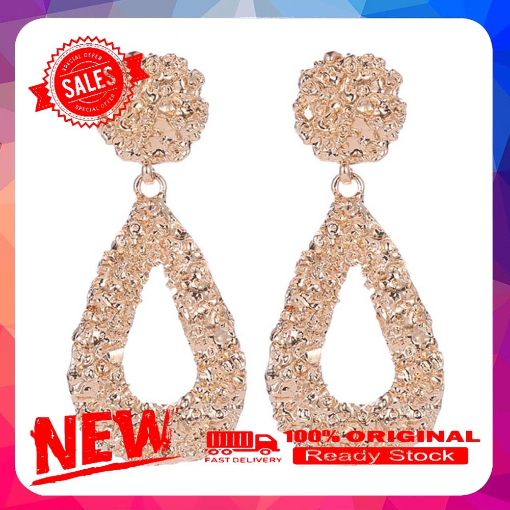 Bohemia Women Geometric Emboss Hollow Teardrop Dangle Stud Earrings Jewelry Gift
