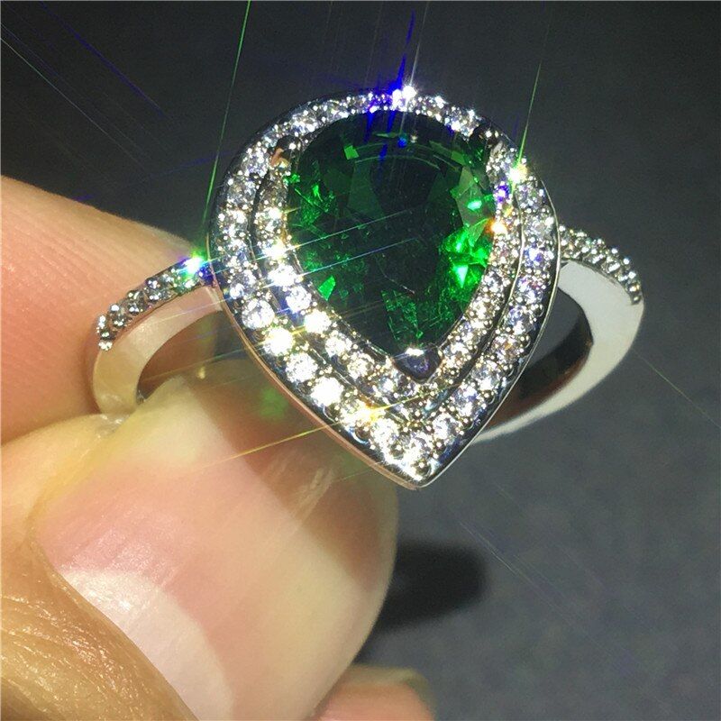 choucong 6 colors Water Drop Ring 925 Sterling Silver Peart cut AAAAA cz Birthstone Wedding Band Rings For Women Party Jewelry