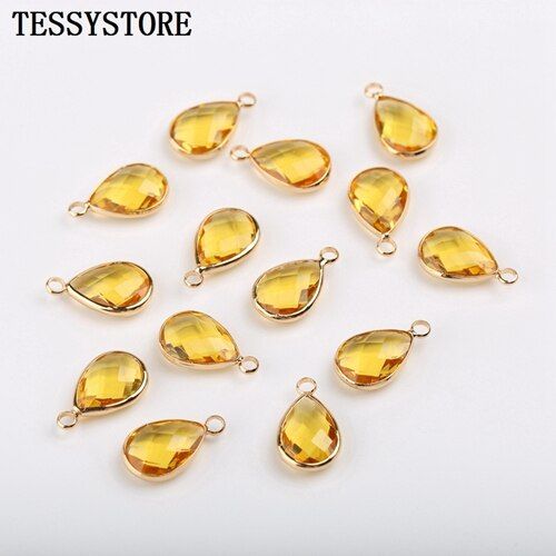 Glass Water Drop Shape Pendant Copper Quartz Gem Stone Crystal Pendant For Jewelry Making Necklace Bracelet Accessories(null)