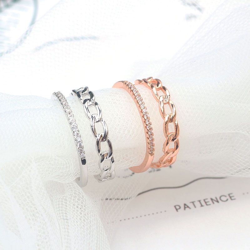 J697 Korean version of the personality rope ring zircon fake double-layer open ring simple ring female for gilrs for women low price