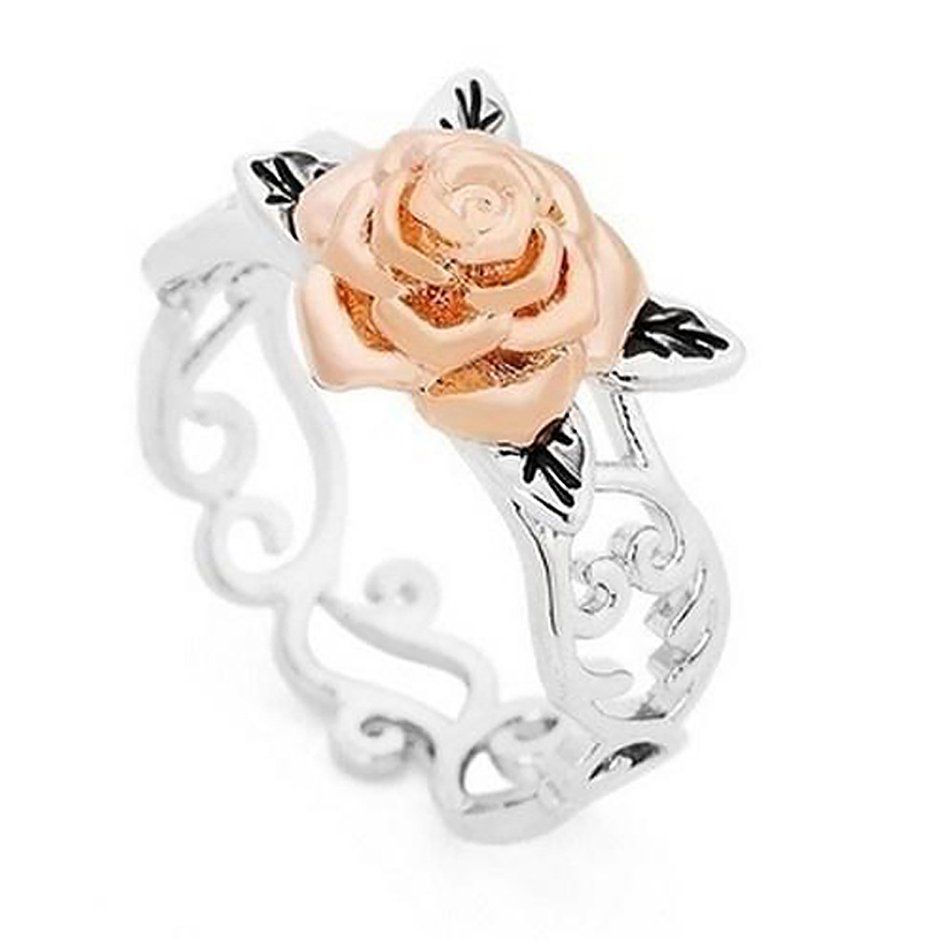Women Rings Rose Flower Carving Rings Wedding Rings Classic Female Jewelry