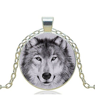 Gray Wolf Logo Pendant Necklace Art Vintage Round Chain Choker Statement Necklace Women Jewelry Men Dress Accessories HZ1