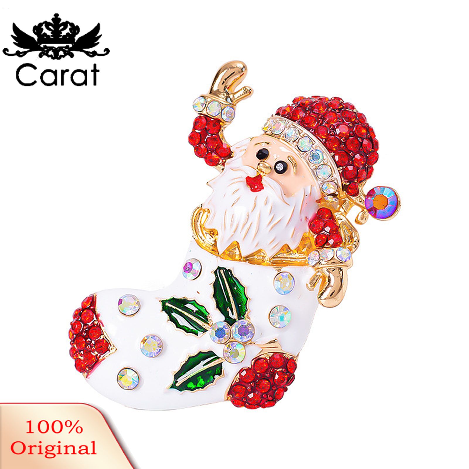 Christmsa Style Handmade Brooch Alloy Adorable Santa Claus Shape Brooch Decor for Souvenir