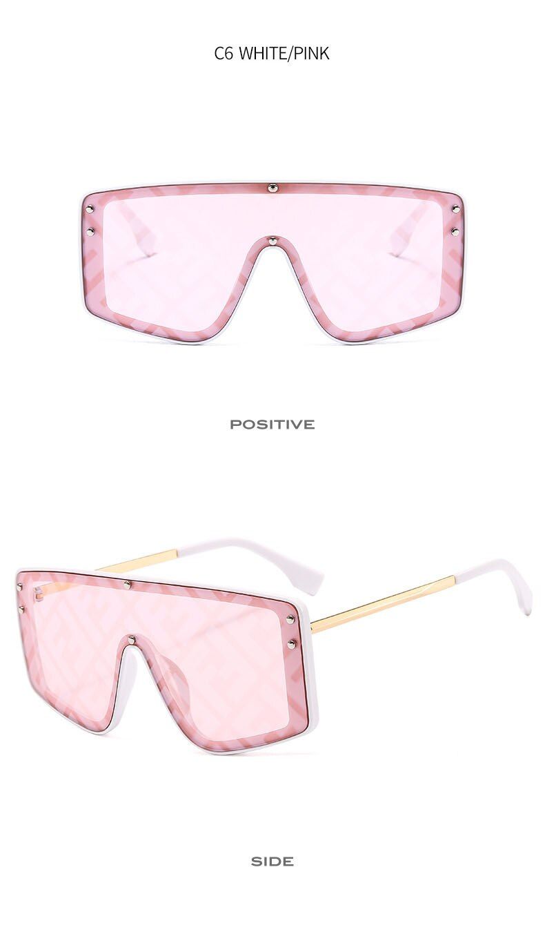Pink F2020 Luxury Metal Brand Designer F Oversized Gradient Sunglasses Square Ladies Sun Glasses Gafas Lentes UV400 Oculos De Sol