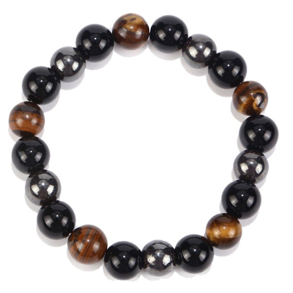 Tiger Eye Triple Protection Hematite and Black Obsidian Bracelet?Self-confidence Return Negative-energy Witch Wizard