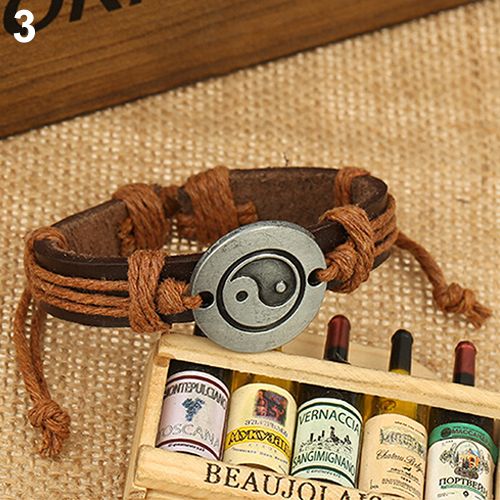Women\'s Men\'s Eight Diagram Faux Leather Charm Infinity Multilayer Bracelet