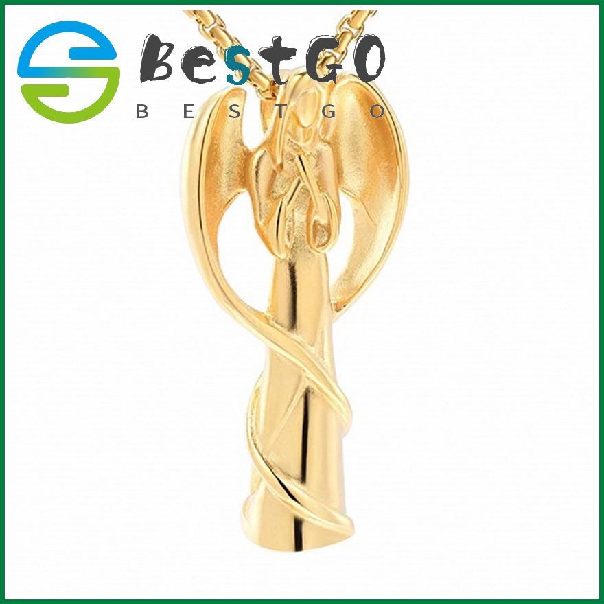 Angel Memorial Urn Necklace Stainless Steel Ornament Openable Pet Urn Necklace Pendant