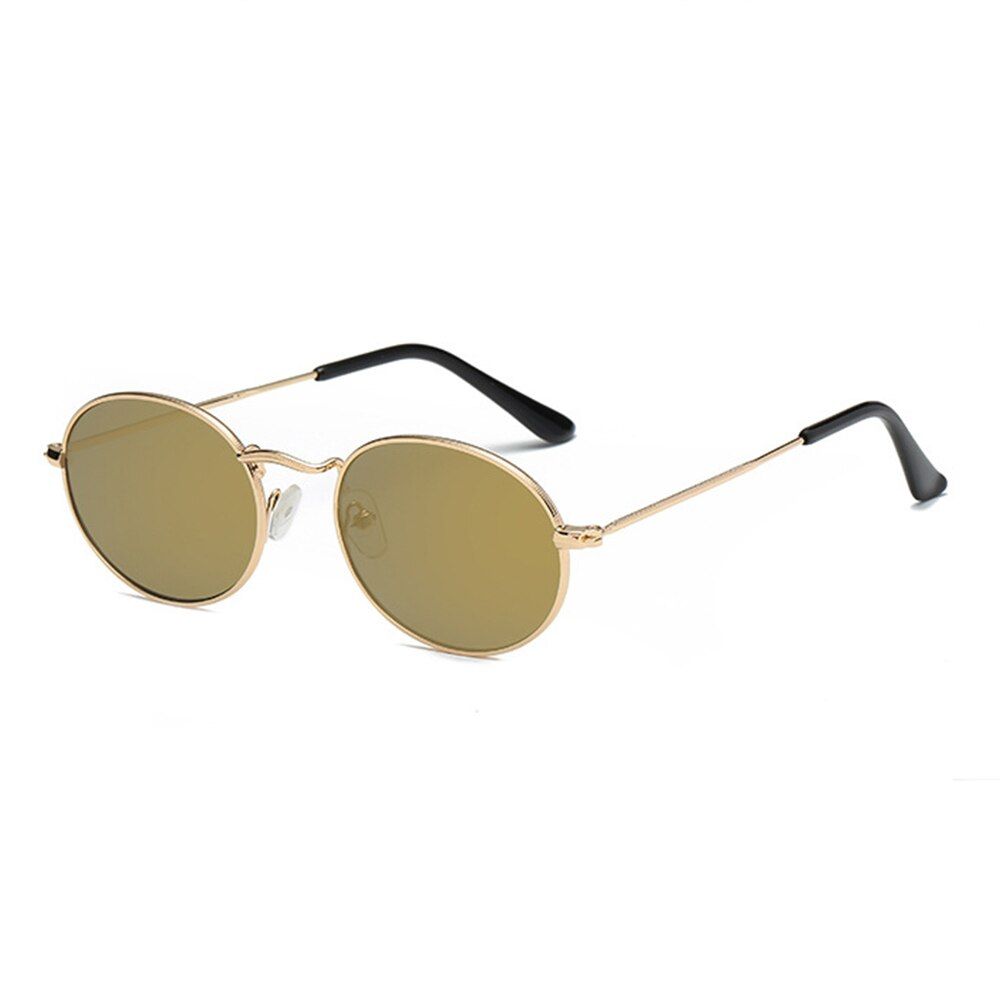 C6YellowFOOSCK Fashion Men Women 3547 Oval Metal Style Mirror Lens Sunglasses Vintage Brand Design Sun Glasses Oculos De Sol