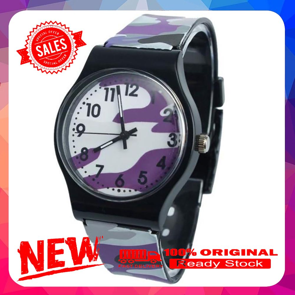 Casual Children Kids Round Dial Plastic Strap Analog Quartz Wrist Watch Gift