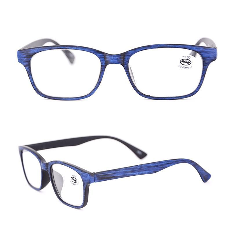 200 Degree Men Women Lightwight Reading Glasses Imitation Wood Grain Frame Presbyopia Eyeglasses With Diopter - Blue 2.00