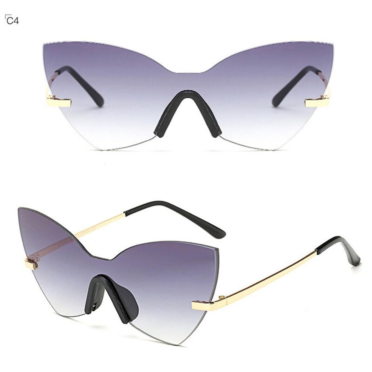 4Cat Eye Square Sunglasses Women 2020 Gradient Mirror Sunglasses Men Luxury Brand Designer Anti-Refective Rimless Sunglasses