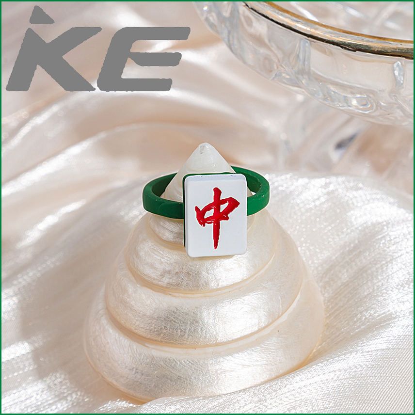 Chinese red in the fortune mahjong open ring adjustable exquisite small simple fashion ring female for gilrs for women low price
