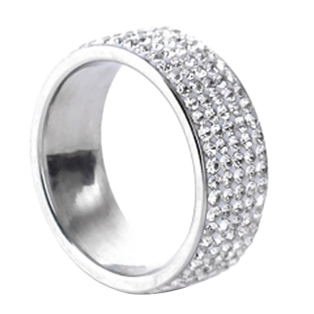Luxury 5 Rows Pave Rhinestone Inlay Finger Ring Engagement Wedding Bride Jewelry