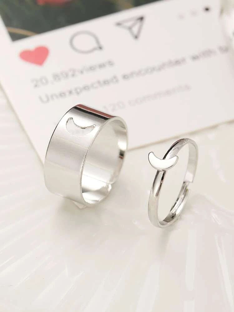 Love King and Queen Couple Ring Set In  hart white