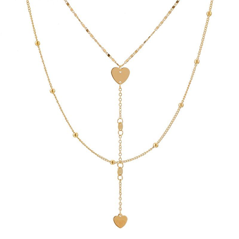 Tocona Bohemian Long Heart Pendant Necklace Gold Metal Simple Jewelry for Women Fashion Sweater Chain Gift Accessories 9039