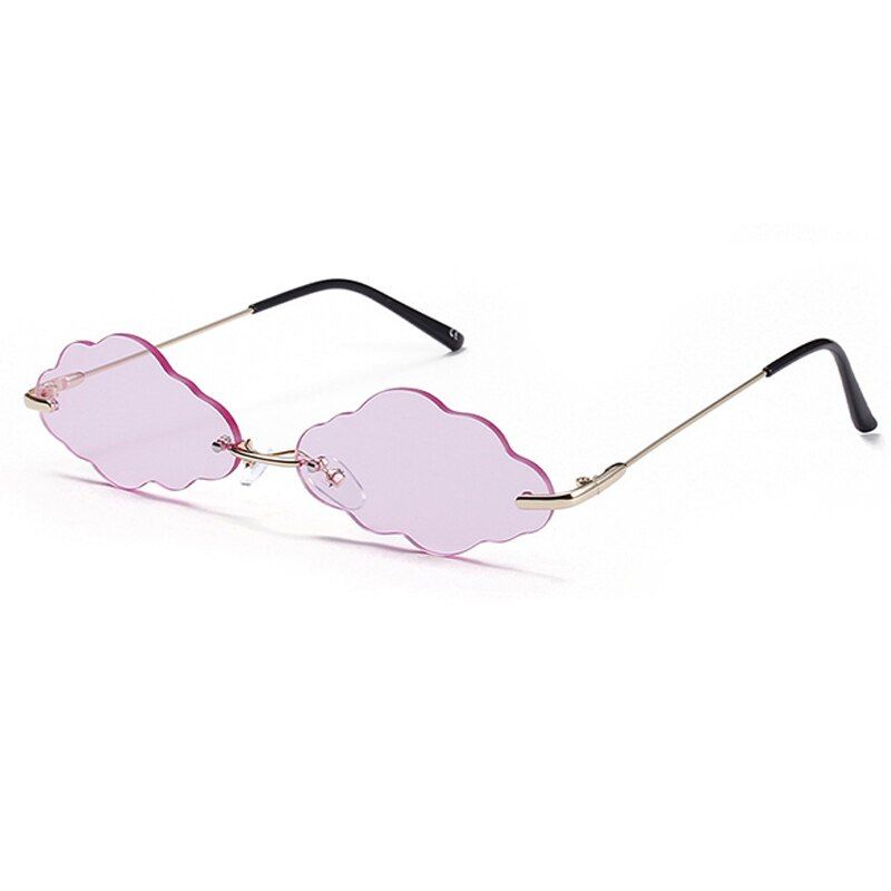 Light purpleSO&EI Vintage Rimless Cloud Shape Women Sunglasses Clear Candy Colors Lens Eyewear Unique Female Luxury Sun Glasses Shades UV400