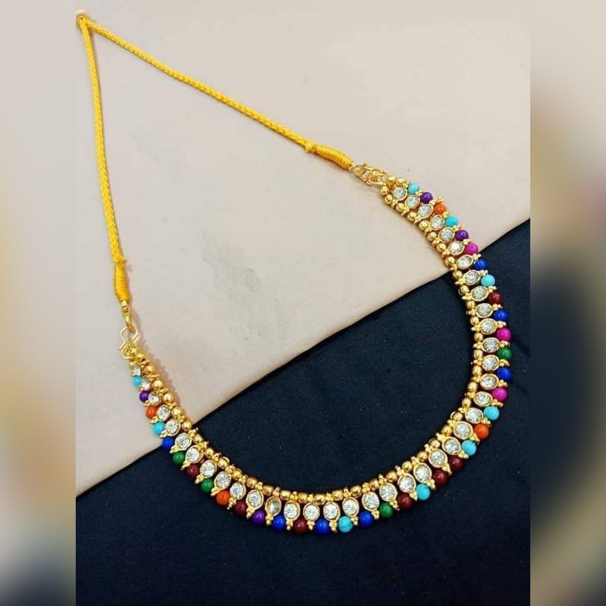 multi Stone Golden colour Necklace for women