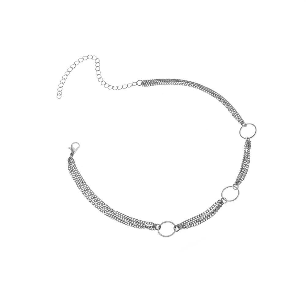 IngeSight.Z Copper Circle Link Tiny Chain Choker Necklace Three-layers Neck Collar for Women Statement Ncklace Jewelry