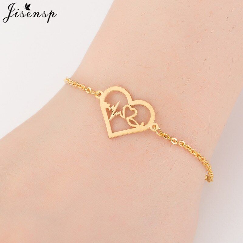 Jisensp Fashion Punk Animal Charm Bracelet Stainless Steel Elephant Butterfly Bracelets Cute Star Moon Bracelet Femme armband