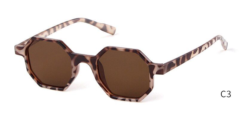 C3 leopard teaFashion Octagon Leopard Sunglasses Women Brand Designer 2019 Vintage Hexagon Tortoiseshell Frame Sun Glasses Shades Lady OM553B