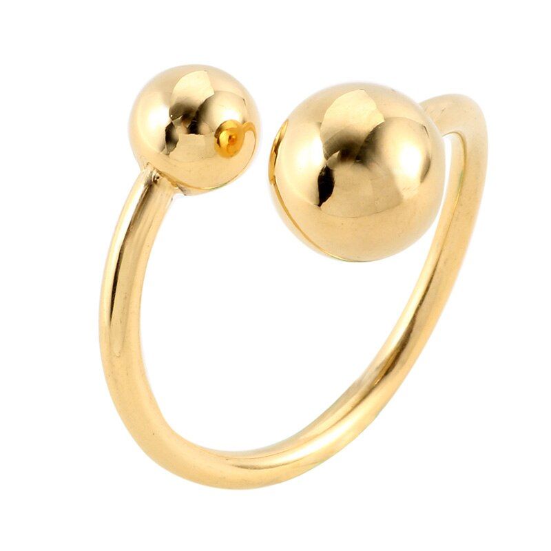 Trendy Stainless Steel Balls Rings Adjustable Double Jewelry for Bague Femme Open Knuckle Joint Ring Women Engagement Ring