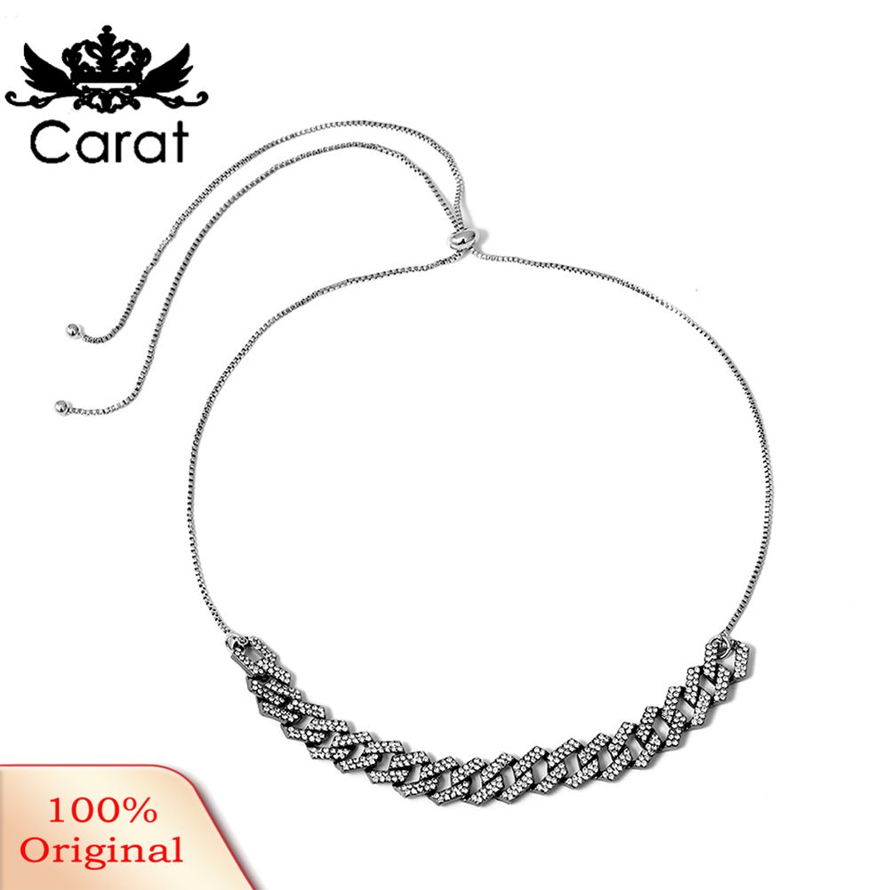 Punk Women Rhinestone Inlaid Link Chains Necklace Bracelet Bangle Jewelry Gift