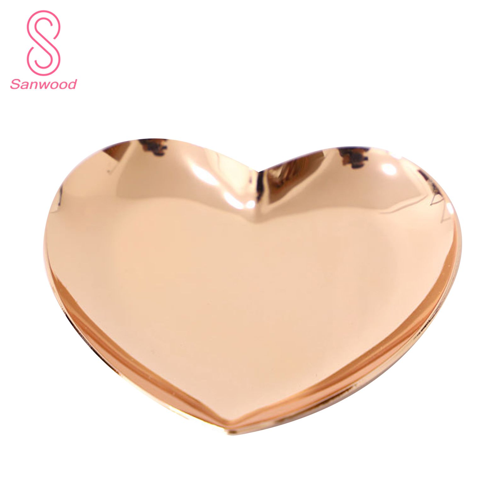 Jewelry Tray Heart Shape Smooth Edge Stainless Steel Jewelry Display Tray for Home