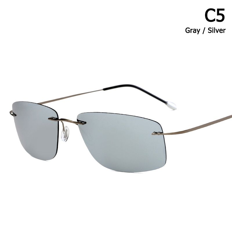C5JackJad Fashion Rimless Square Style Titanium POLARIZED Sunglasses Ultralight Driving Brand Design Sun Glasses Oculos De Sol