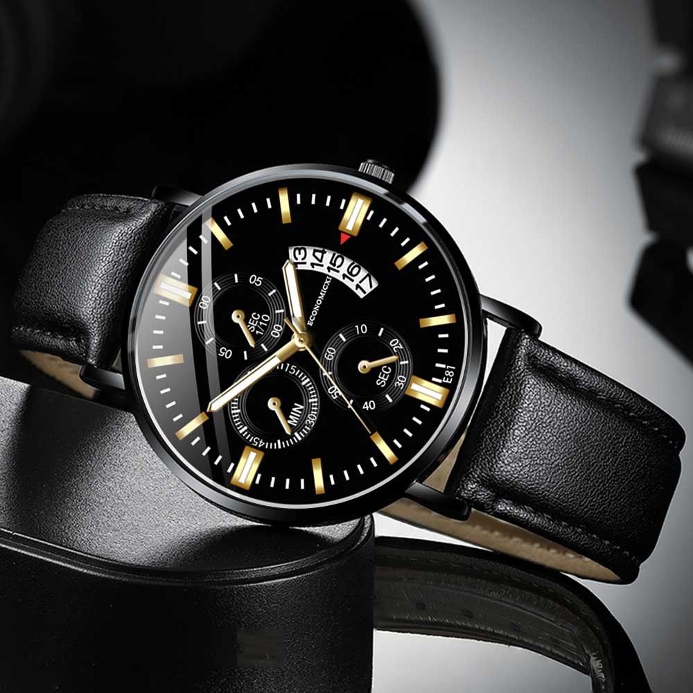 Men Luxury Sports Watch Analog Sport Leather Busine Quartz Mens Watches
