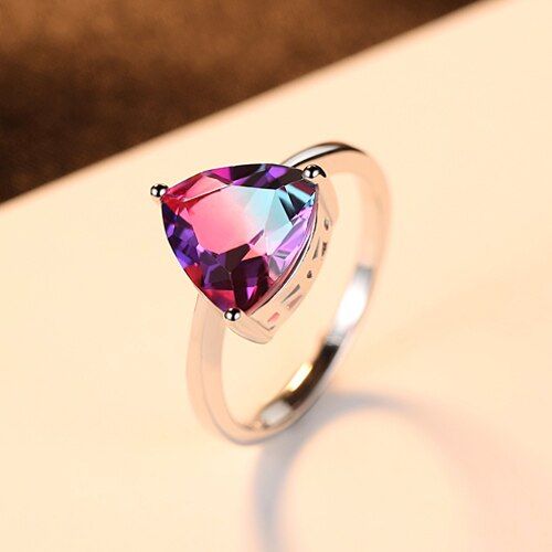 CZCITY Nature Rainbow Fire Mystic Topaz Finger Rings for Women Anniversary Women 925 Sterling Silver Wedding Ring Female 2018