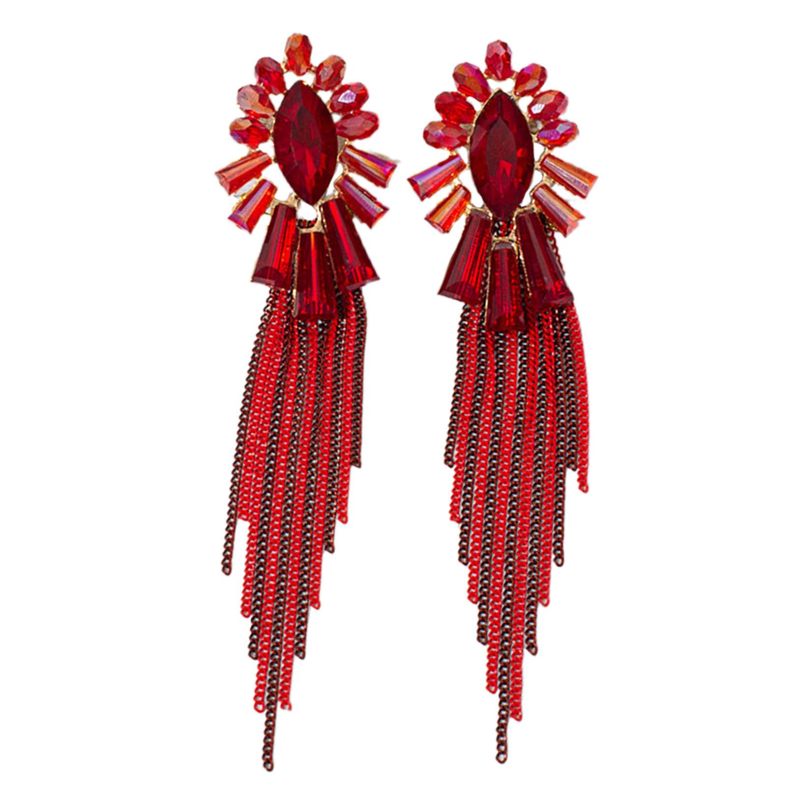 Ear Studs All Match Multicolor Rhinestone Tassel Earrings