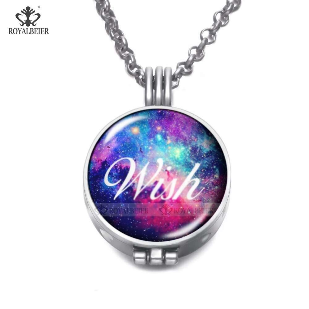ROYALBEIER Multi-Patterns Perfume Aroma Pendant Necklace Vintage 25mm Glass Charm Couples Essential Oil Diffuser Necklace DZ2250
