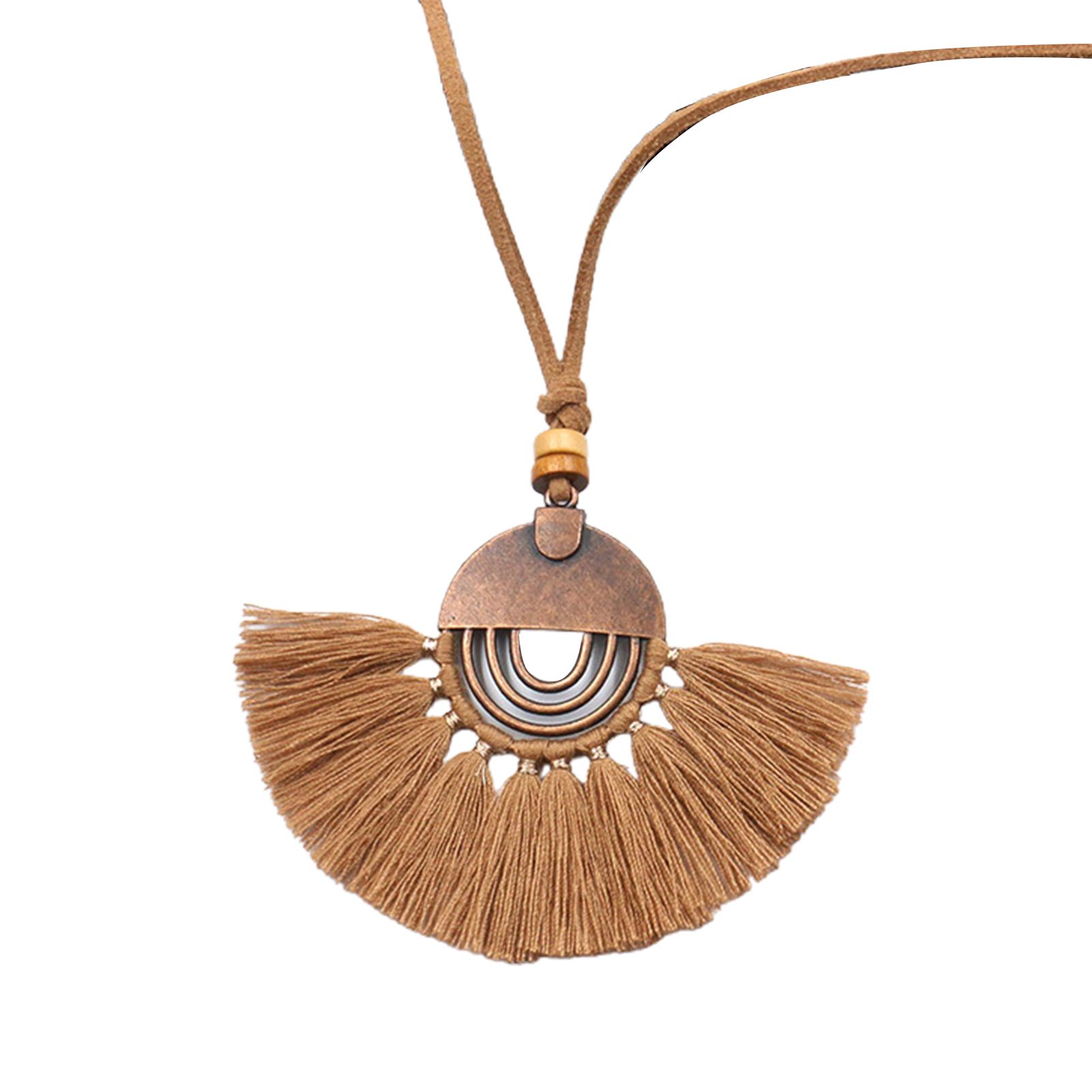 Party Neckle Bright Color Vintage Fan Shaped Cotton Thread Tassel Neckle