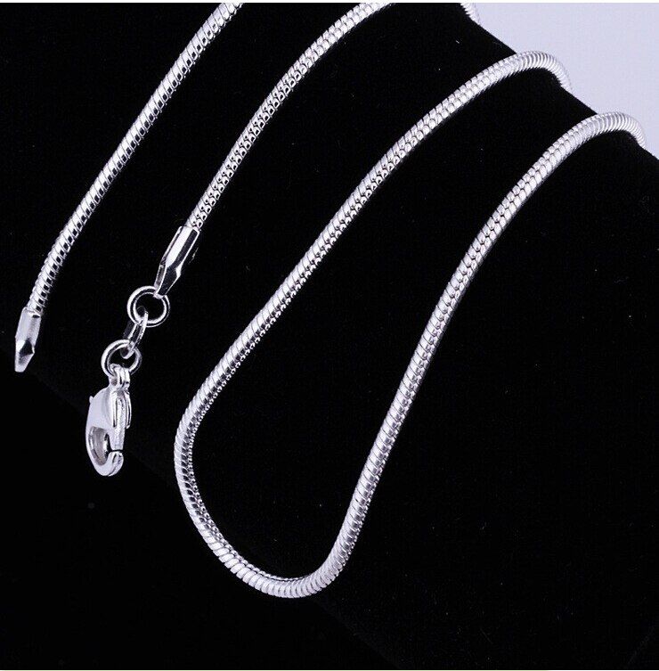 1PC Fine Jewelry Findings 16"-24" Necklace Chains Silver Plated Plated1MM Snake Chain+Lobeter Clasp Jewellery For Pendant PN620